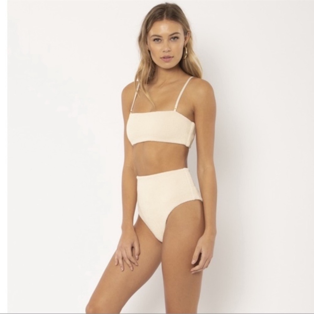 NWT Amuse Society Jamieson High Waisted Bikini Bottom - Cream - Sz Small